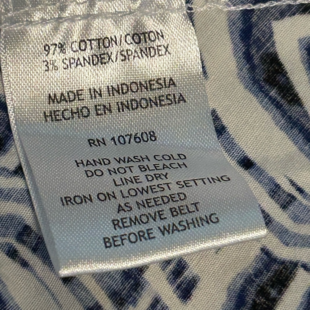 Vintage KSL Karin Stevens Sleeveless Button Down Geometric Blue Dress Size 16 - Picture 13 of 13